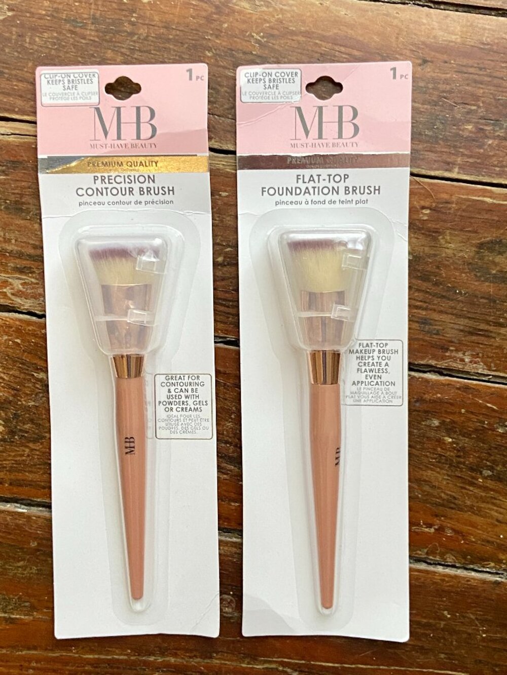 2 Pack MHB Must Have Beauty Flat Top Foundation Brush & Precision Contour Brush